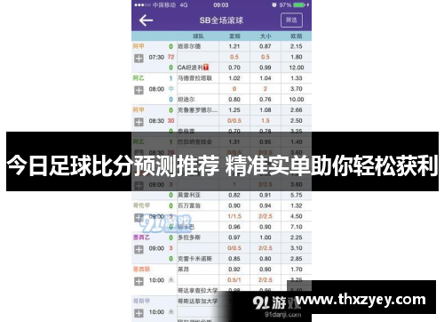 今日足球比分预测推荐 精准实单助你轻松获利